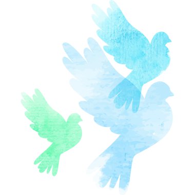 Three watercolor doves clipart