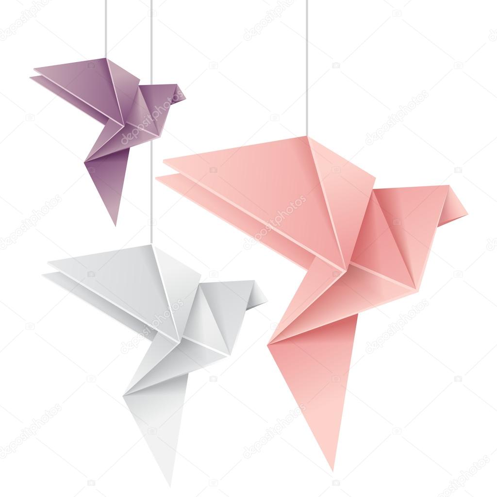 Three origami doves