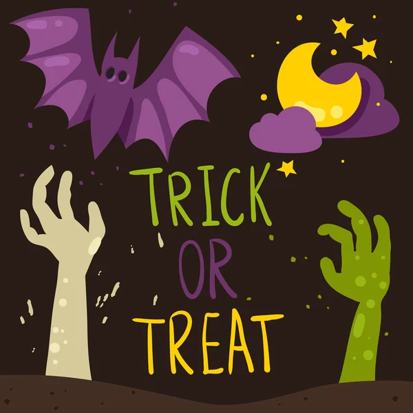 Truque ou tratar cartão de Halloween —  Vetores de Stock