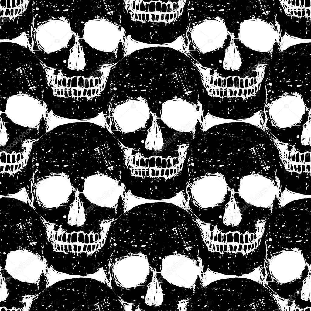 Skull grunge seamless pattern 