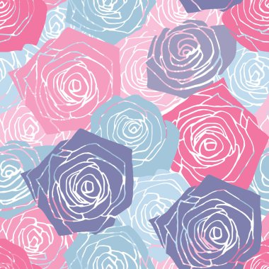 Pembe ve Mavi gül deseni