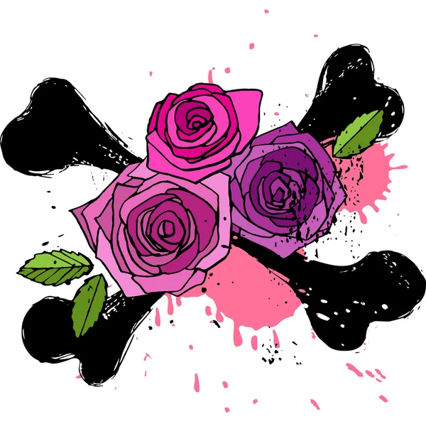 Černá hnáty s růží — Stockový vektor
