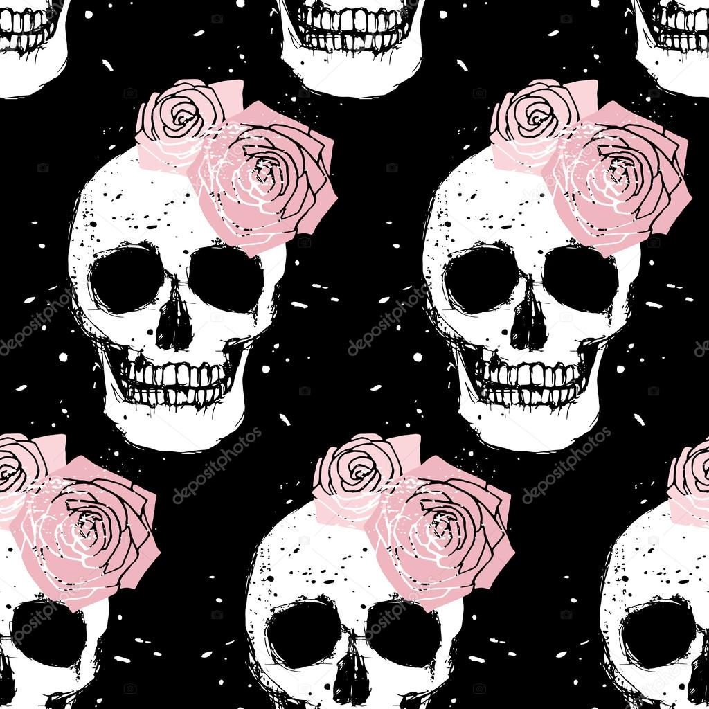 skull and rose  pattern