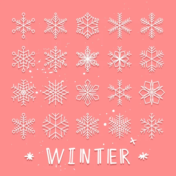 Set de copos de nieve retro — Vector de stock