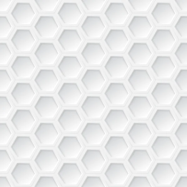 Vit 3d hexagon seamless mönster — Stock vektor