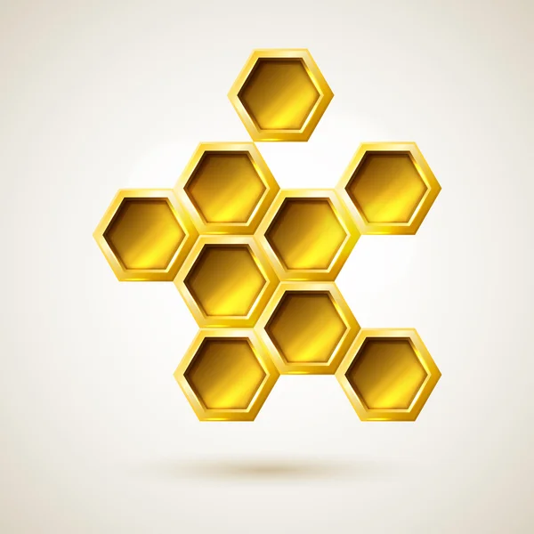 Golden hexagon object — Stock Vector