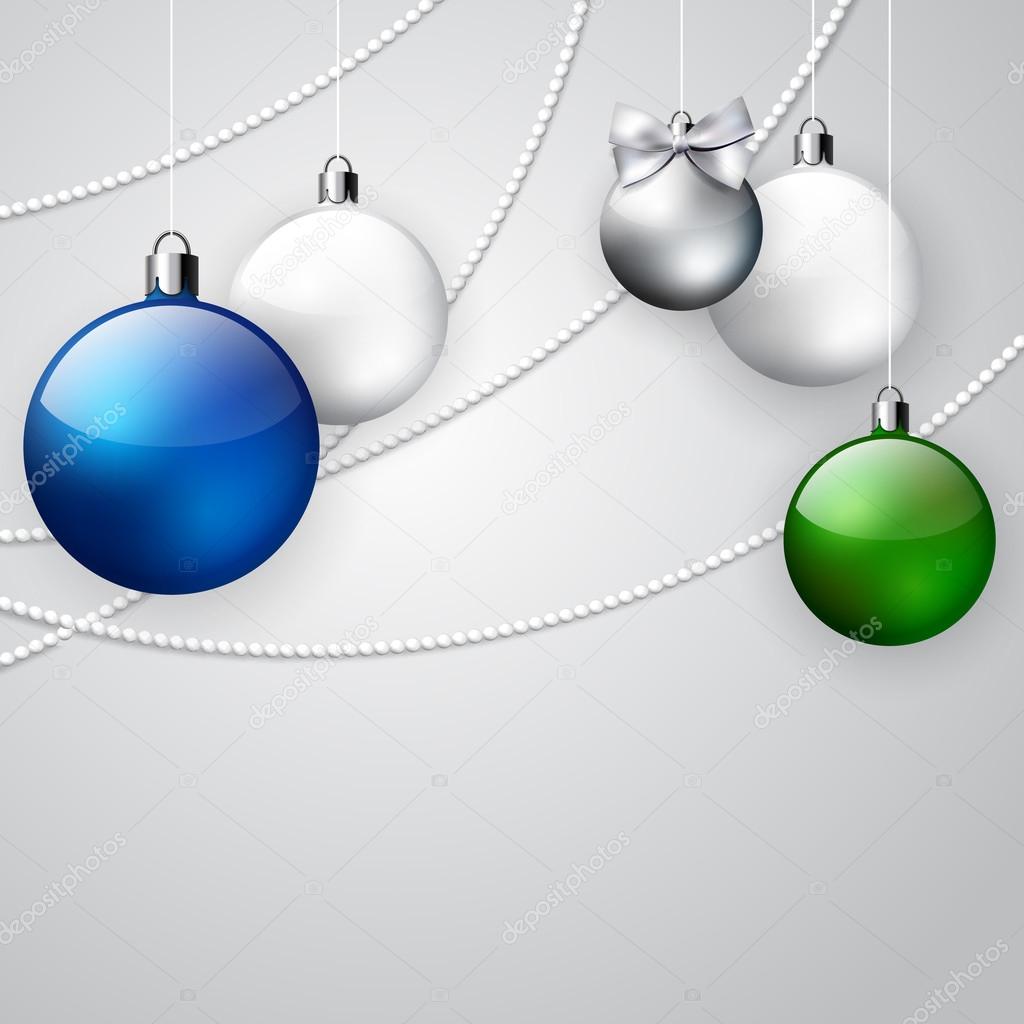 Background with blue, green and white balls