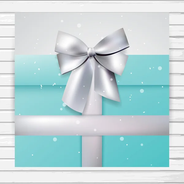 Carte cadeau turquoise avec arc — Image vectorielle
