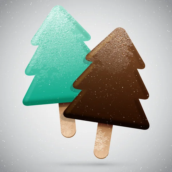Christmas tree ice creams — Stock Vector
