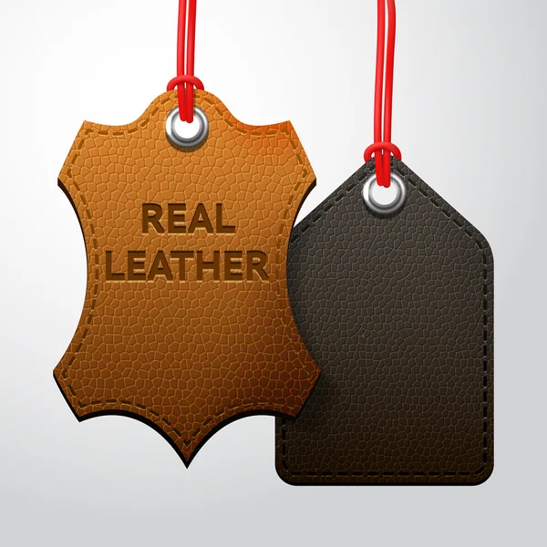 Leather texture tags set — Stock Vector