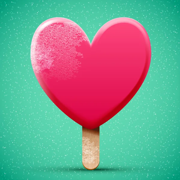 Pink chocolate heart shaped ice cream — Stock Vector