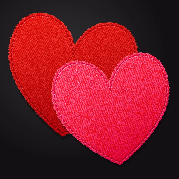 Два тканевых сердца — стоковый вектор