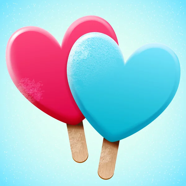 Glaces en forme de coeur — Image vectorielle