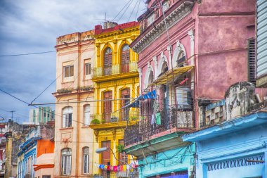 Colorful balconies and buildings in Havana, Cuba clipart