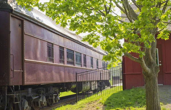 Vintage train wagon on old station — Stock Photo, Image