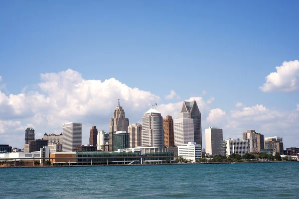 Panoramę śródmieścia Detroit z Windsor, Ontario — Zdjęcie stockowe