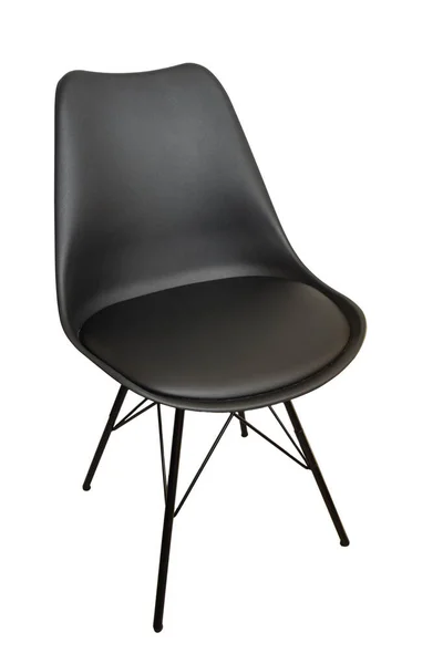 四腿黑色皮椅或扶手椅 紧密靠在白色剪贴的背景上 — 图库照片
