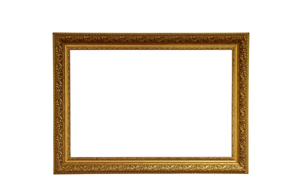 Beyaz Kırpma Arka Planında Altın Rengi Çerçeveyi Beyaz Arkaplanla Dekore — Stok fotoğraf