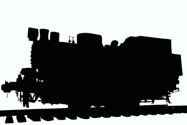 Illustration Old Steam Locomotive Wagons Detail Stands Rails White Clipping — Stock Photo, Image