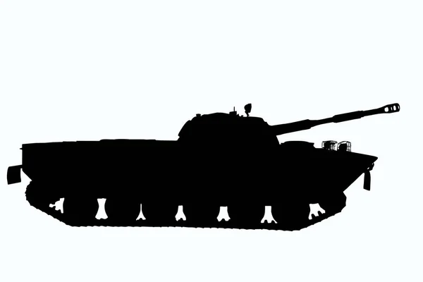 Ilustrace Obrysu Sovětského Tanku Detailu Profilu Bílém Pozadí Pro Střih — Stock fotografie
