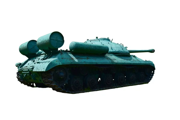 Soviet heavy tank of World War II. Photographed half-side and back against a white clipping background. — Stock Photo, Image