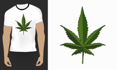 Marihuana Yaprağı tipografi tişörtü tasarımı