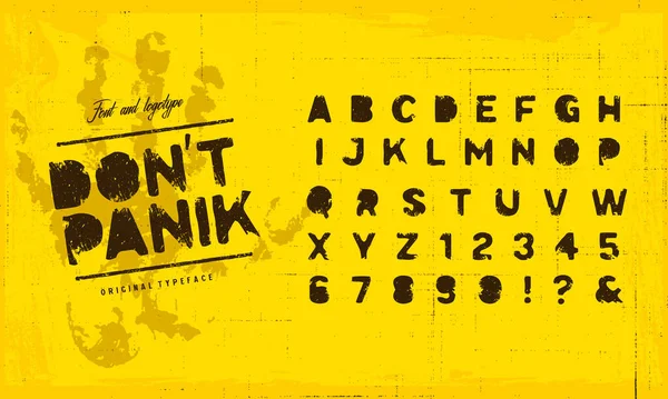 Grunge scratch type font, vintage typography. Texturované písmo a abeceda ve stylu punku. — Stockový vektor