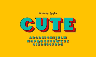 Zengin Renkli Modern Vintage 3D Kalın Alfabe. Retro Typography. İzometrik harfler ve sayılar.