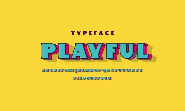Tocar fonte e alfabeto. A Fun and Playful 3d Effect Font with Shadow. Números e letras coloridas. Tipografia isométrica. —  Vetores de Stock