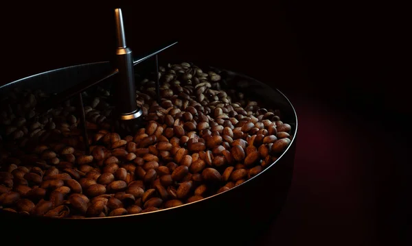 Fresh coffee beans on a roaster oven. To dry or roast coffee beans. Before being ground into powder To make fresh coffee. 3D Rendering