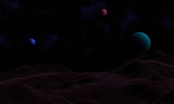 Поверхности Планеты Космосе Жизни Похоже Пустыню Много Звёзд Космосе Горный — стоковое фото