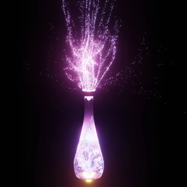 Світлові Стручки Світла Вистрілюють Пляшки Яка Світиться Магія Різнокольоровий Флуоресцентний — стокове фото