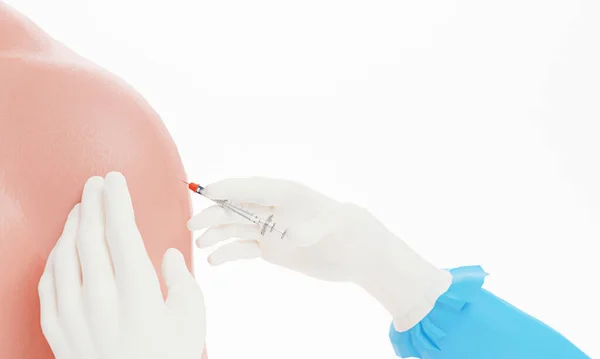 장갑을 의료인 Syringe Vaccine Covid 견주고 백신을 코로나 바이러스의 주사할 — 스톡 사진