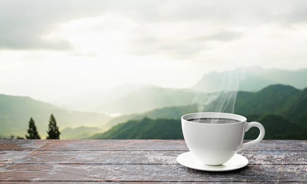 Caffè Appena Preparato Espresso Una Tazza Caffè Bianco Caffè Caldo — Foto Stock