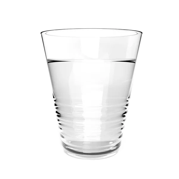 透明なガラスの中できれいな水を飲む 白い背景に孤立しています 3Dレンダリング — ストック写真