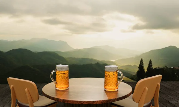 Rascunho Cerveja Artesanal Vidro Transparente Com Espuma Cerveja Topo Coloque — Fotografia de Stock