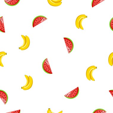 Muz Parçası Sağlıklı meyve tasarımı Karpuz desenli kusursuz kare desen döşeme dokusu, Hollywood dokusu, duvar çıkartması ve tekstil tasarımı..