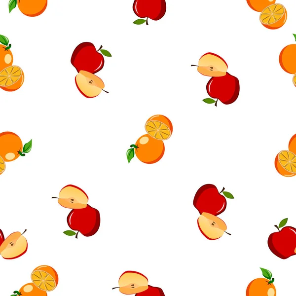 オレンジピースでアップルのシームレスな正方形のパターン健康的なフルーツデザインタイルのテクスチャ プレイウッドテクスチャ 壁のステッカーやテキスタイルデザインのためのイラスト — ストック写真