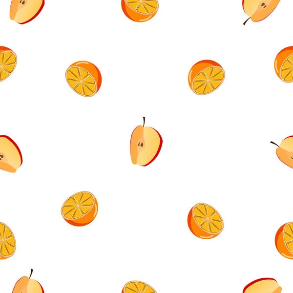 オレンジピースでアップルのシームレスな正方形のパターン健康的なフルーツデザインタイルのテクスチャ プレイウッドテクスチャ 壁のステッカーやテキスタイルデザインのためのイラスト — ストック写真