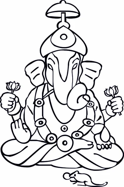 Dibujo Boceto Dios Hindú Señor Ganesha Vinayaka Esquema Editable Vector —  Fotos de Stock