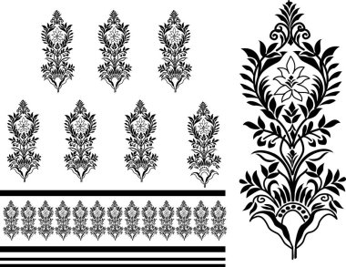 Tekstil endüstrisi için tekstil tasarımı ve izole edilmiş arkaplan resimleme sanatları.