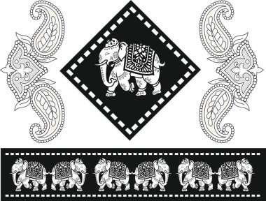 Kabile Şablonu Fil Paisley tasarımı, Kraliyet Serbest Tırmanışları, Kusursuz Sınır Tanıtımı