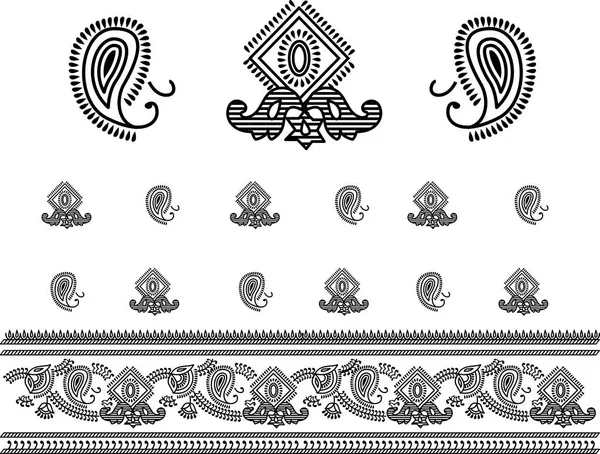 Цветочный Дизайн Бохо Вдохновлён Иллюстрацией Индийском Стиле Мехенди Жирной Черно — стоковое фото