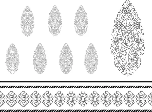 Boho Design Flores Inspirado Ilustração Estilo Indiano Mehndi Com Negrito — Fotografia de Stock
