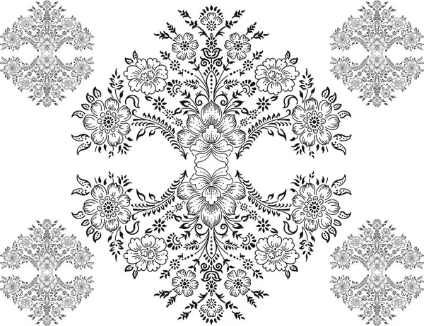 Tribal Mönster Blomma Paisley Design Royaltyfria Klienter Stock Illustration Med — Stockfoto