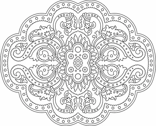 Черно Белый Оригинал Рисует Линии Вручную Создает Цветочный Дизайн Индийский — стоковое фото