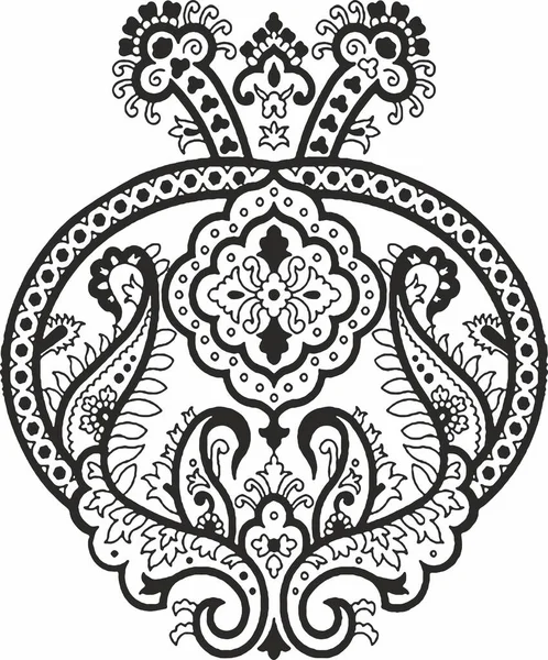 Черно Белый Оригинал Рисует Линии Вручную Создает Цветочный Дизайн Индийский — стоковое фото