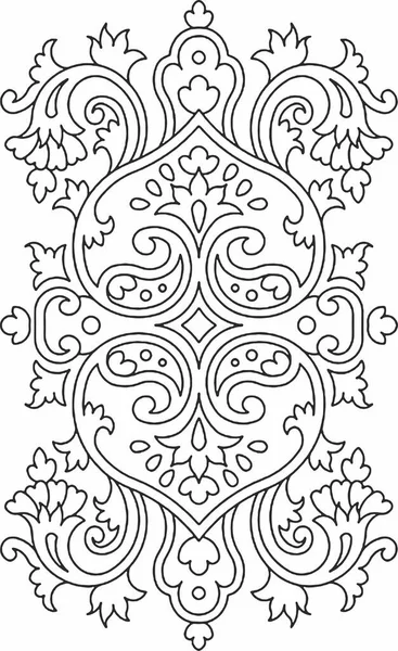 Floral Design Embroidery Pattern Black White Stock Illustration Hand Drawn — стокове фото