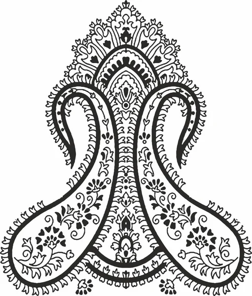 Floral Design Embroidery Pattern Black White Stock Illustration Hand Drawn — стокове фото