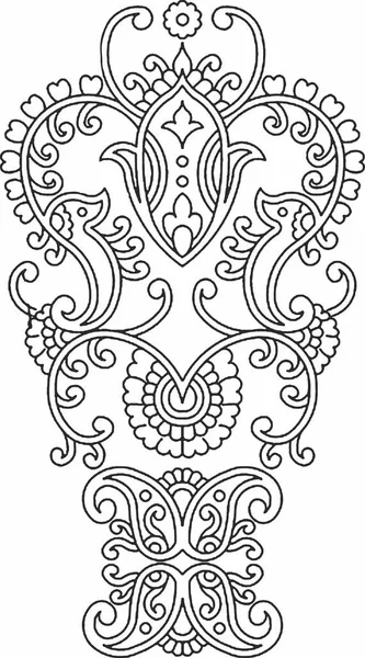 Floral Design Σχέδιο Κεντήματος Μαύρο Και Άσπρο Και Χέρι Εικονογράφησης Εικόνα Αρχείου